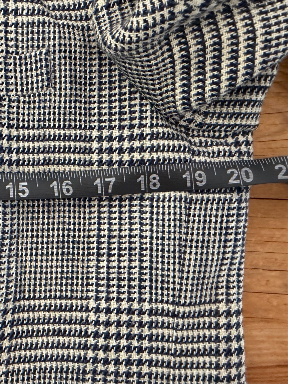 Vtg Lauren Ralph Lauren Linen Houndstooth Blazer Jacket CBK Navy Beige Womens 12 - Picture 7 of 8